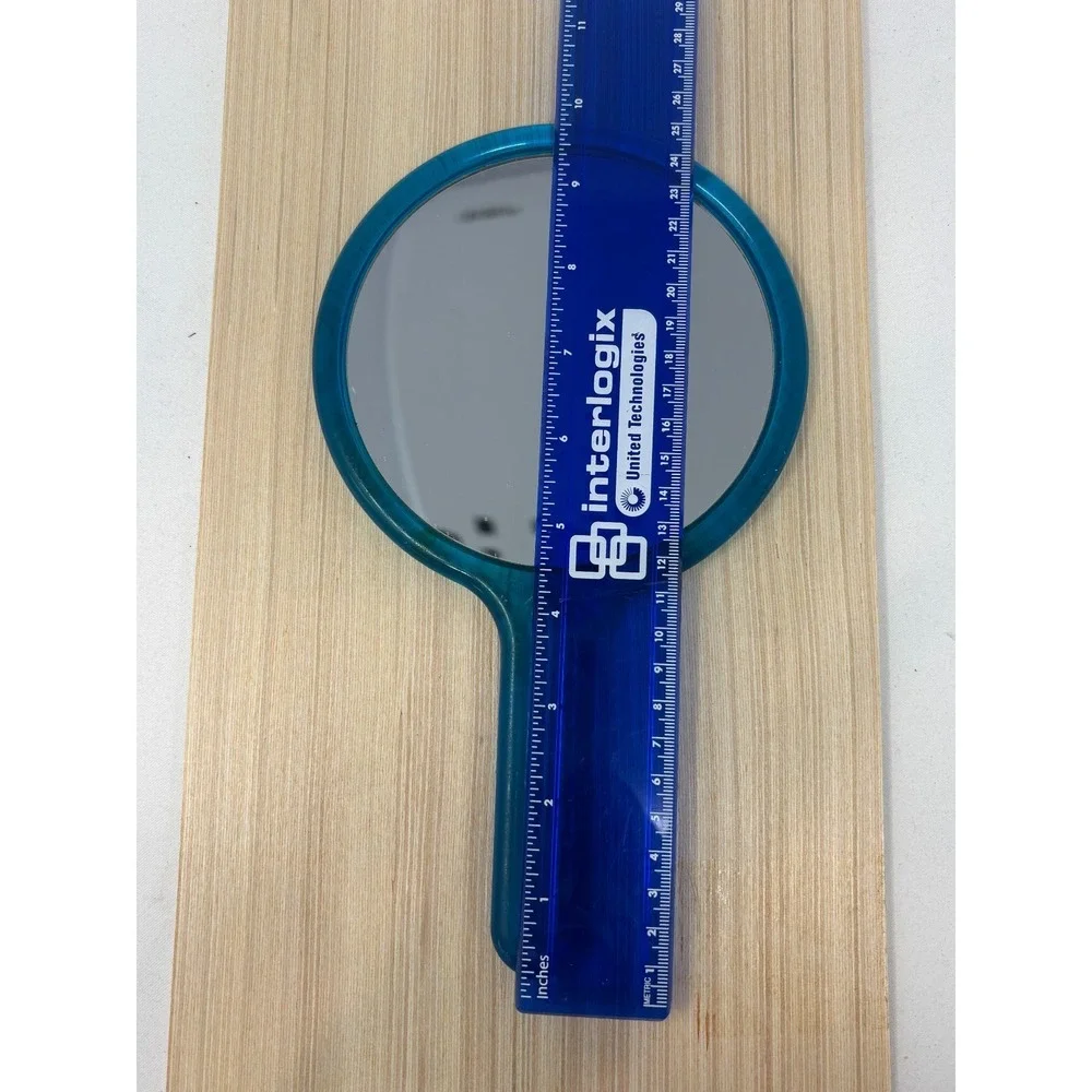 Goody Vintage Teal Hand Mirror Plastic Round Vanity Mirror